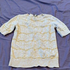 Lucky Brand Women's Cream and Gold Patterned Sweater